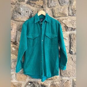Vintage 90s green gap corduroy button down men's